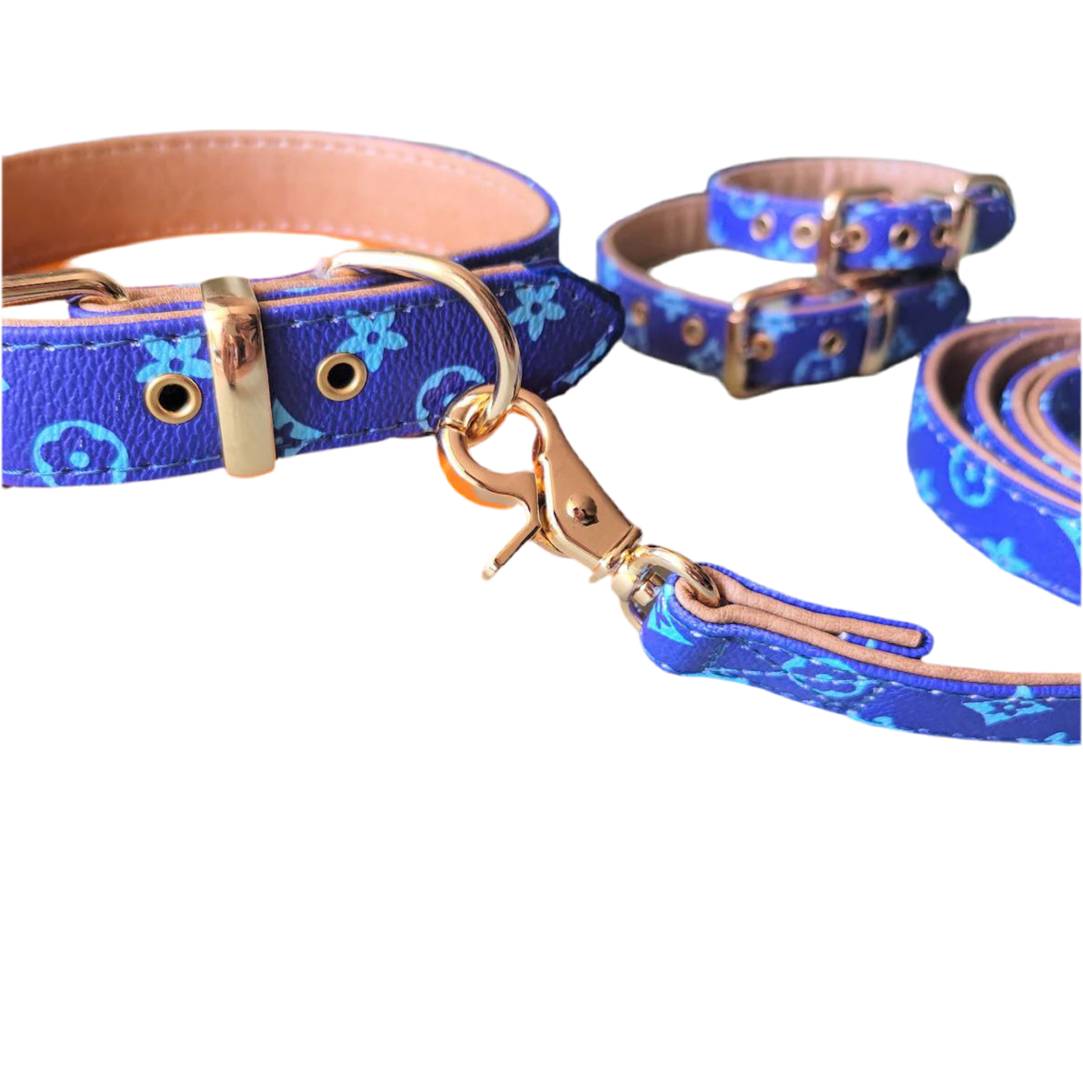 Luxe mono Halsband met lijn (blauw)