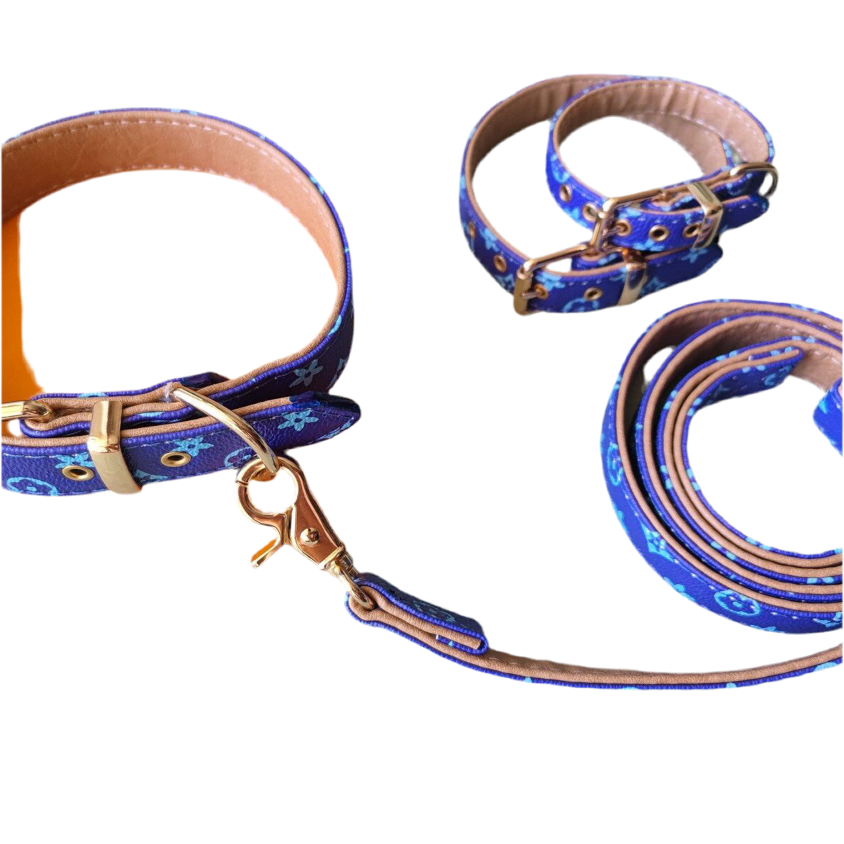 Luxe mono Halsband met lijn (blauw)