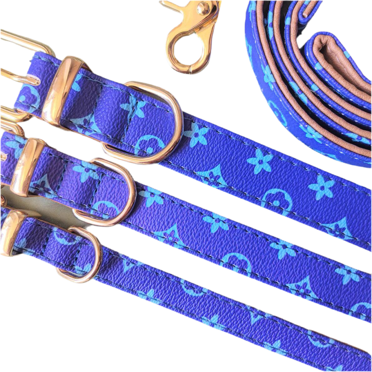 Luxe mono Halsband met lijn (blauw)