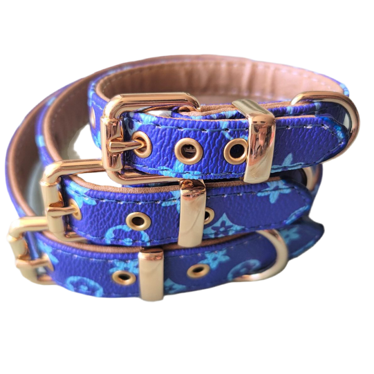 Luxe mono Halsband met lijn (blauw)
