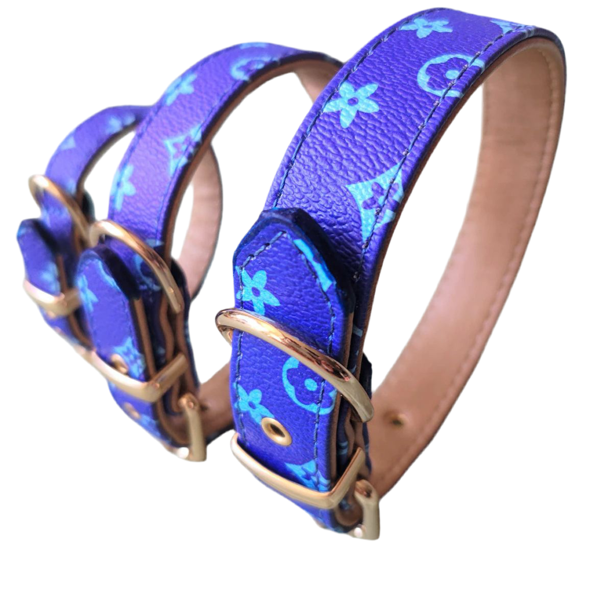 Luxe mono Halsband met lijn (blauw)