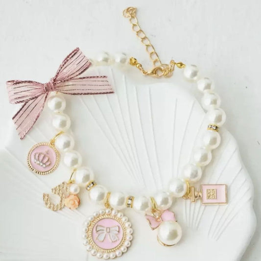 chewnel necklace (pink-white) small